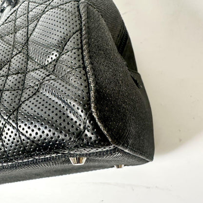 Christian Dior Hand Bag Tote Purse Cannage Leather Black Authentic