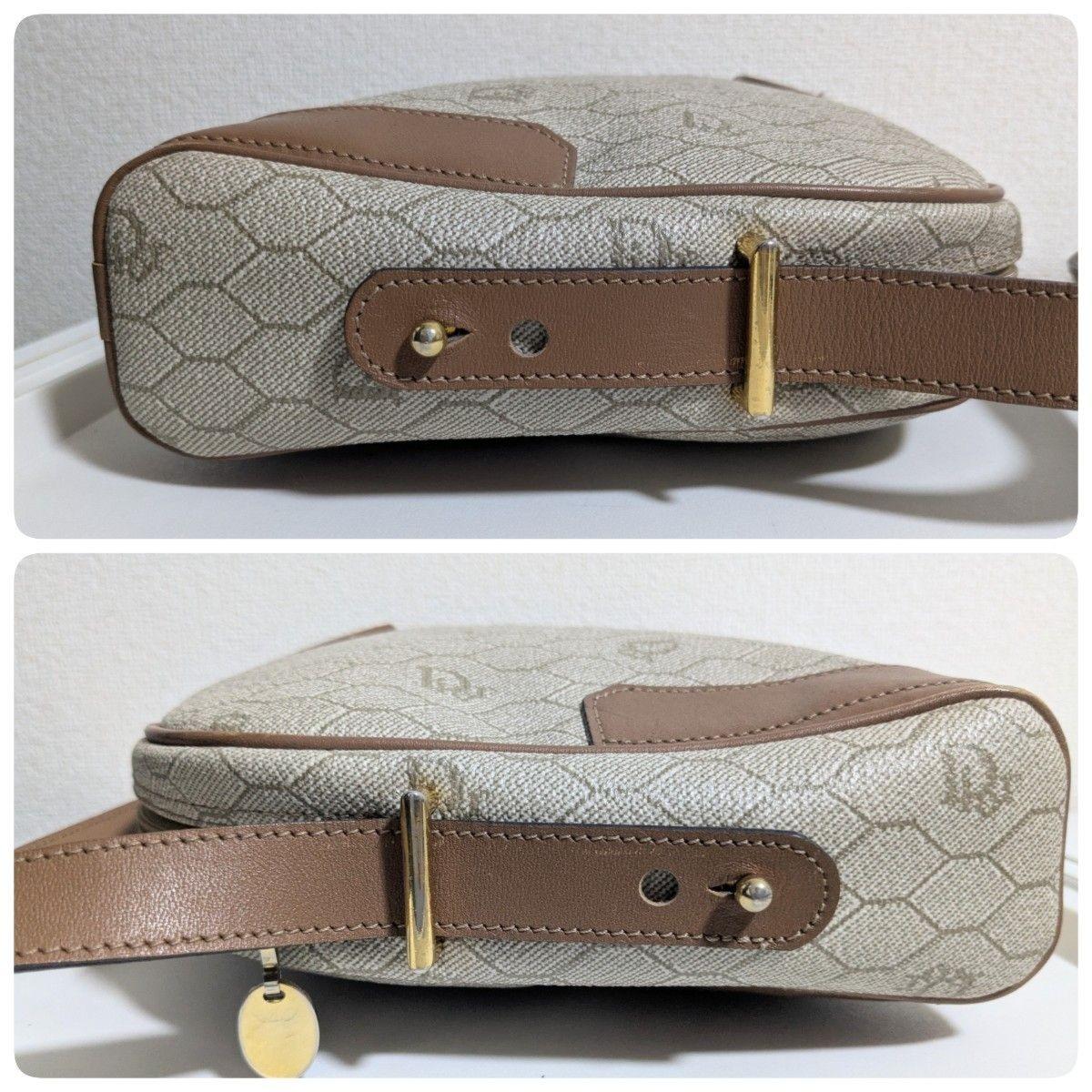 Christian Dior Shoulder Bag Purse Honeycomb Leather Beige Authentic