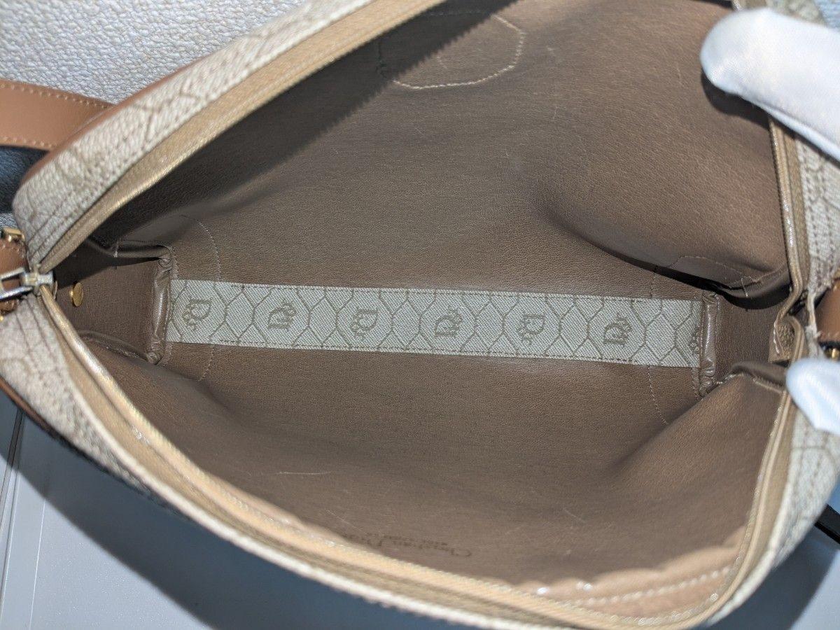 Christian Dior Shoulder Bag Purse Honeycomb Leather Beige Authentic