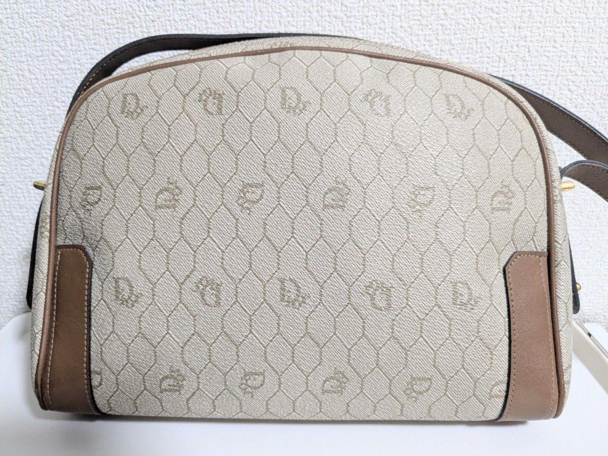 Christian Dior Shoulder Bag Purse Honeycomb Leather Beige Authentic