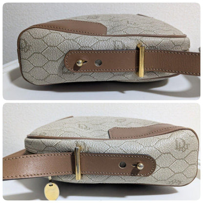 Christian Dior Shoulder Bag Purse Honeycomb Leather Beige Authentic