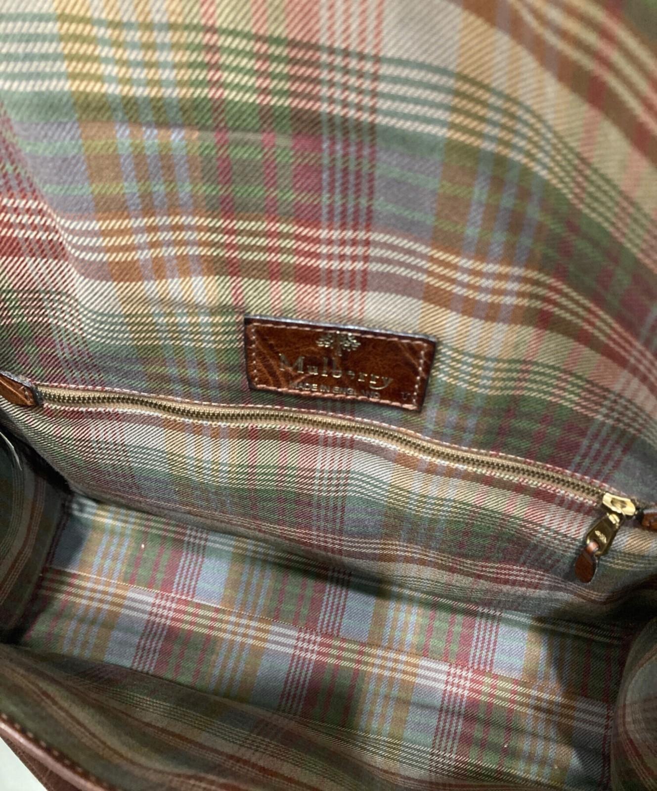 MULBERRY Hand Bag Tote Purse Turn Lock Brown Authentic