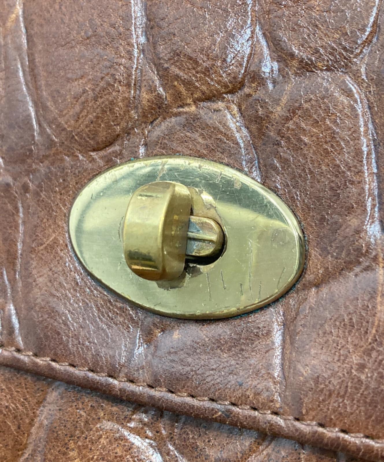 MULBERRY Hand Bag Tote Purse Turn Lock Brown Authentic
