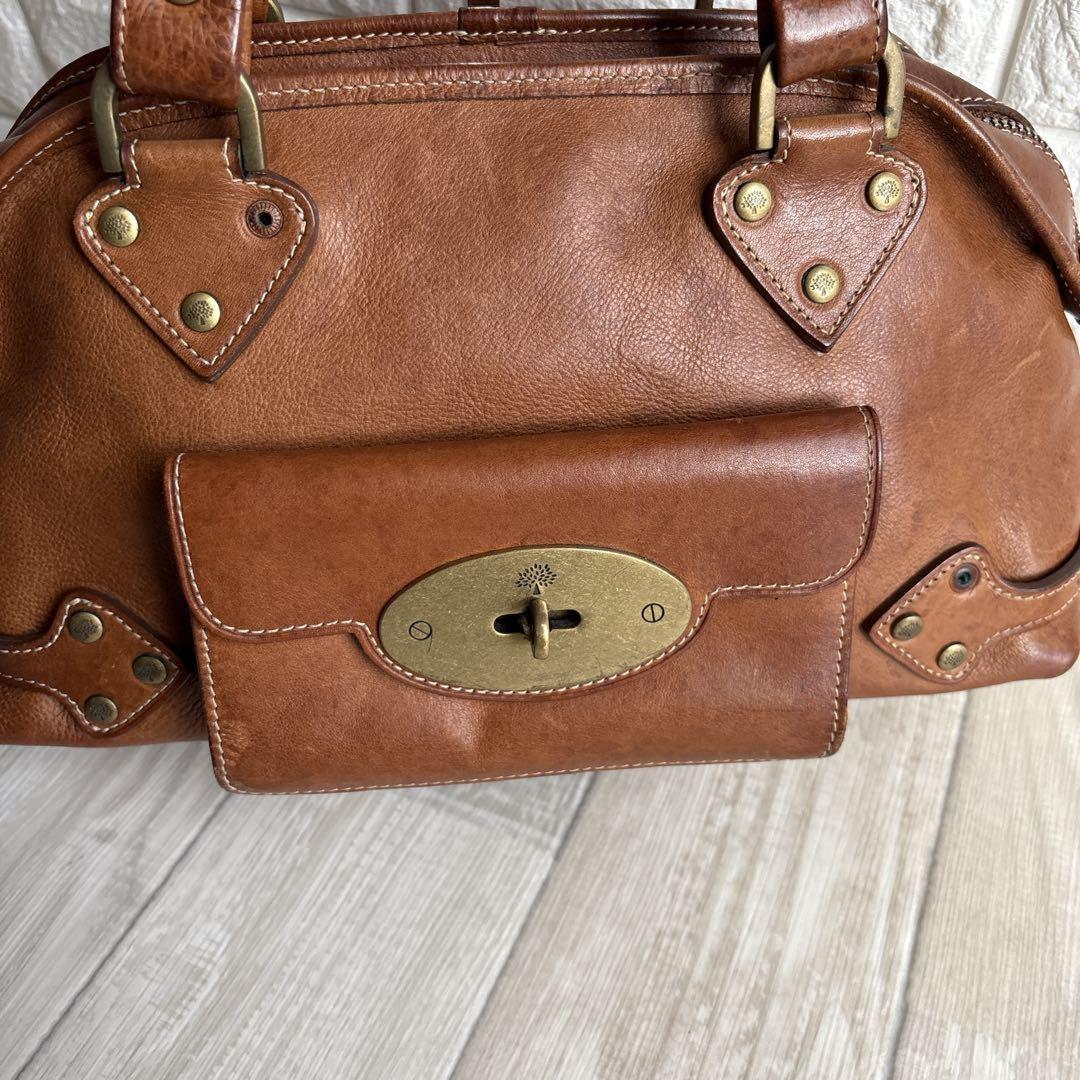MULBERRY Hand Bag Tote Purse Bayswater Turn Lock Leather Authentic