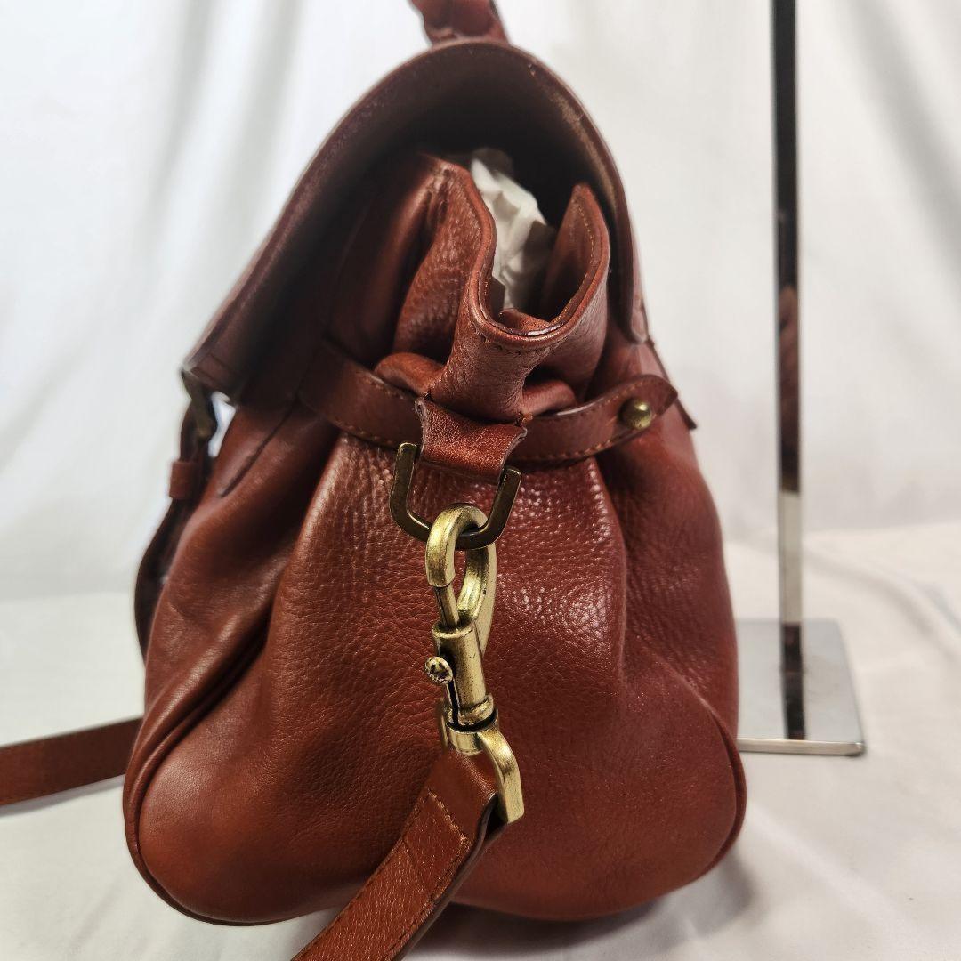MULBERRY Hand Shoulder Bag Tote Purse 2way Turn Lock Leather Brown Authentic