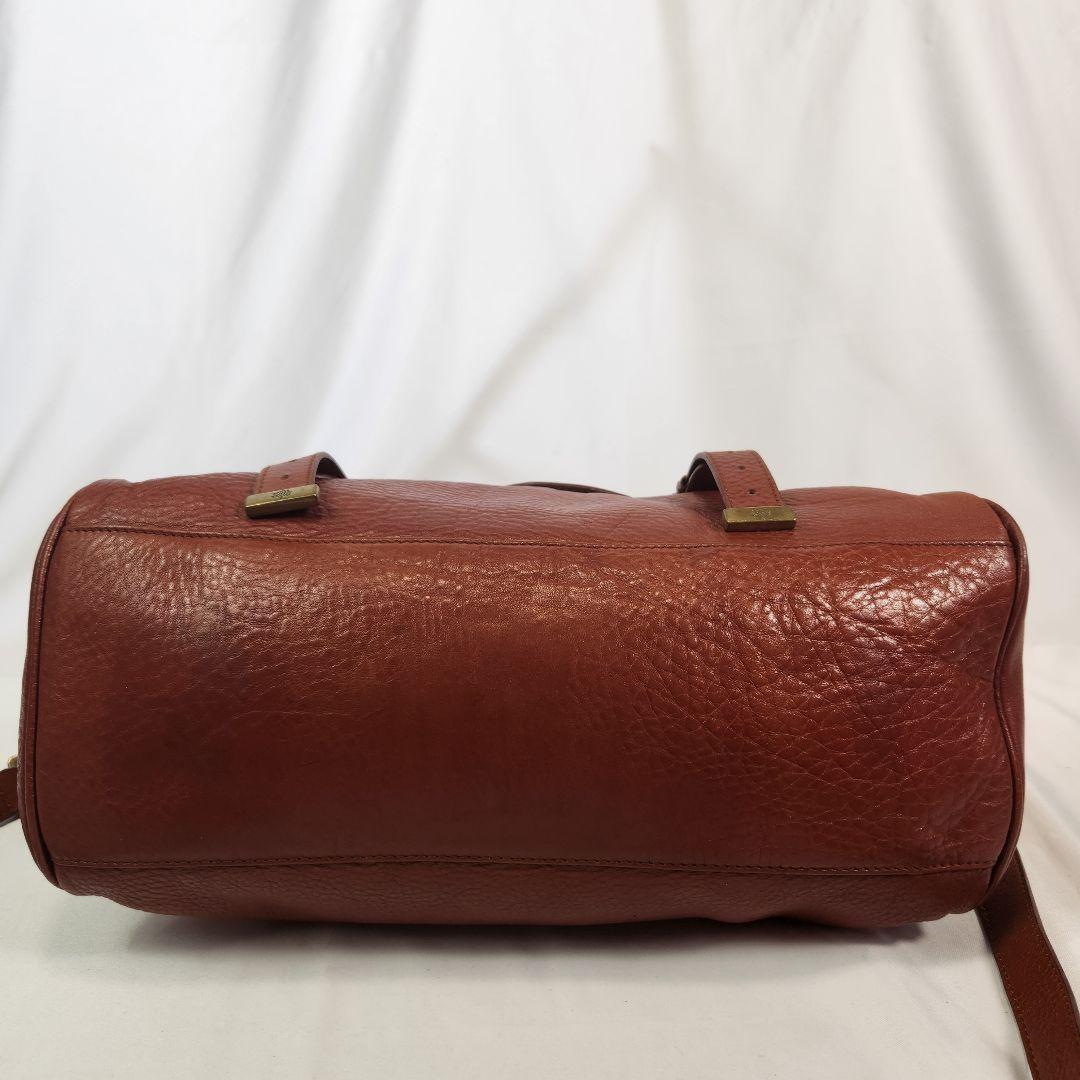 MULBERRY Hand Shoulder Bag Tote Purse 2way Turn Lock Leather Brown Authentic