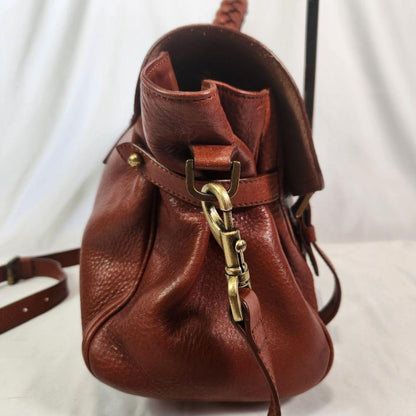 MULBERRY Hand Shoulder Bag Tote Purse 2way Turn Lock Leather Brown Authentic
