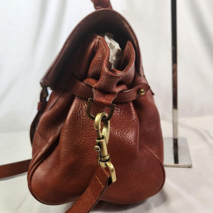MULBERRY Hand Shoulder Bag Tote Purse 2way Turn Lock Leather Brown Authentic
