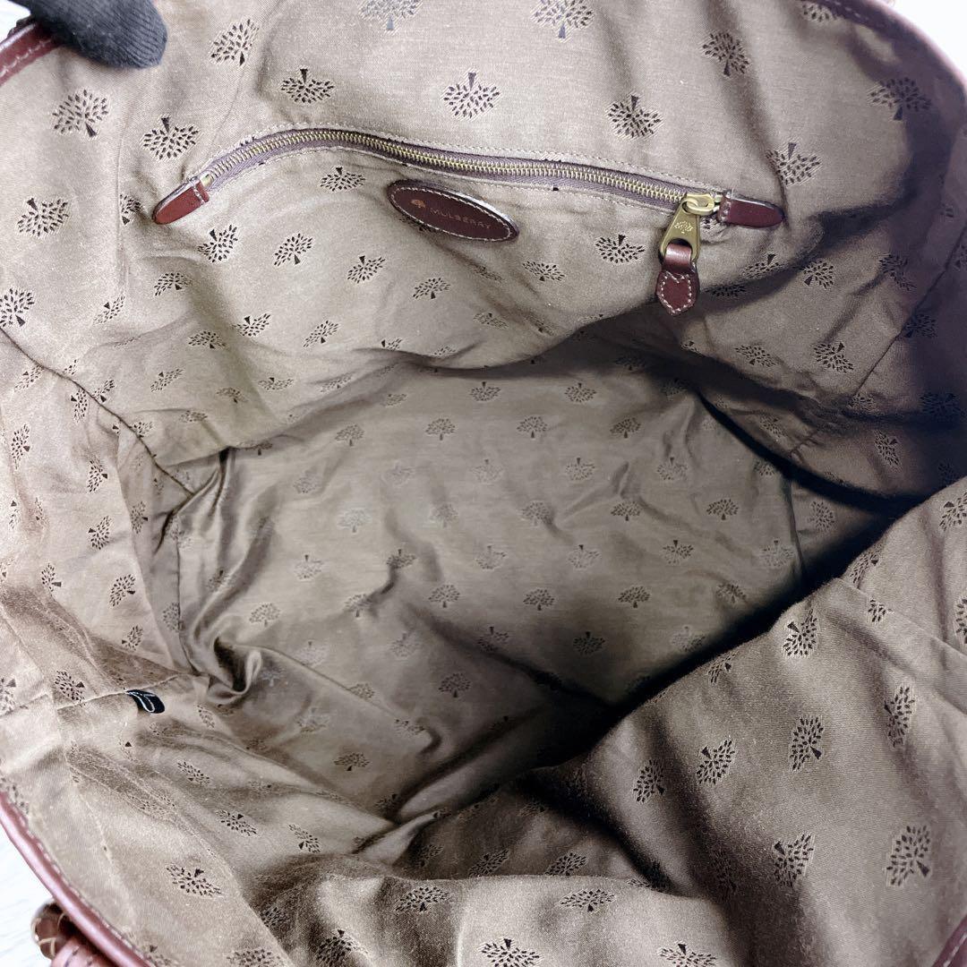 MULBERRY Hand Bag Tote Purse Turn Lock Canvas Leather Authentic