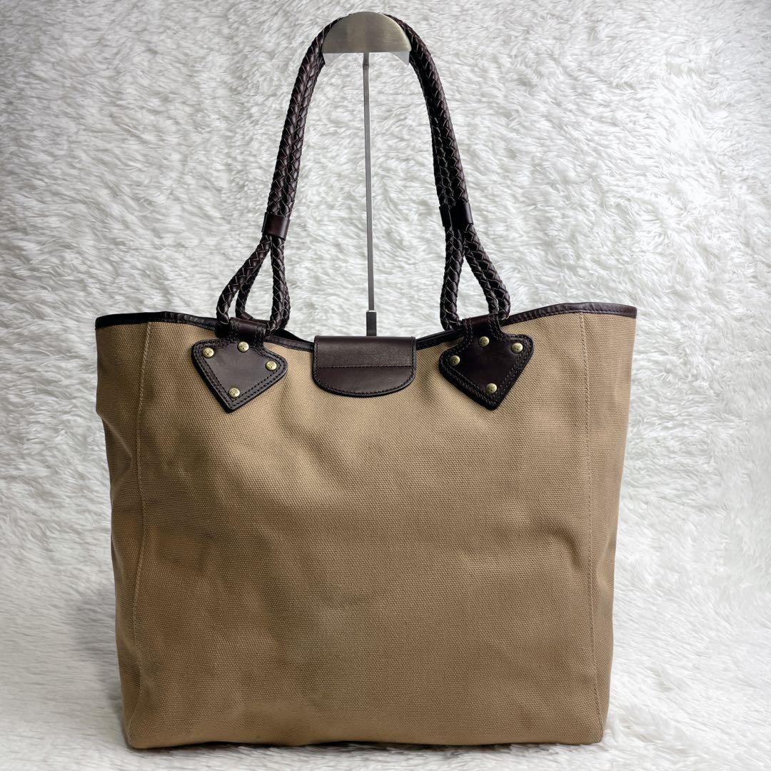 MULBERRY Hand Bag Tote Purse Turn Lock Canvas Leather Authentic