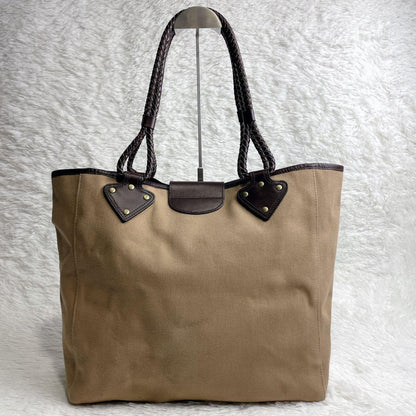 MULBERRY Hand Bag Tote Purse Turn Lock Canvas Leather Authentic