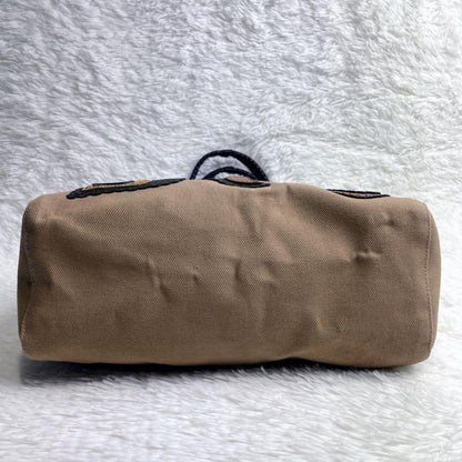 MULBERRY Hand Bag Tote Purse Turn Lock Canvas Leather Authentic