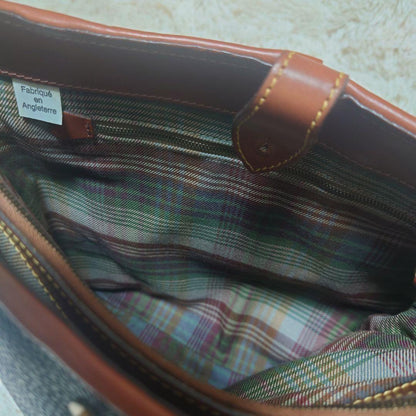MULBERRY Shoulder Bag Purse Leather Navy Camel Authentic