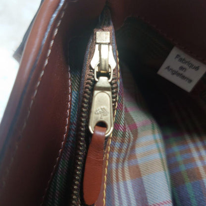 MULBERRY Shoulder Bag Purse Leather Navy Camel Authentic