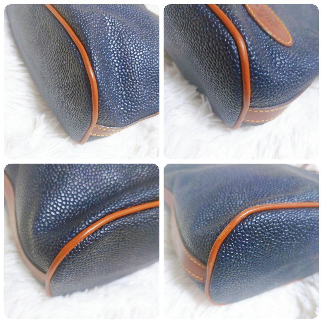 MULBERRY Shoulder Bag Purse Leather Navy Camel Authentic