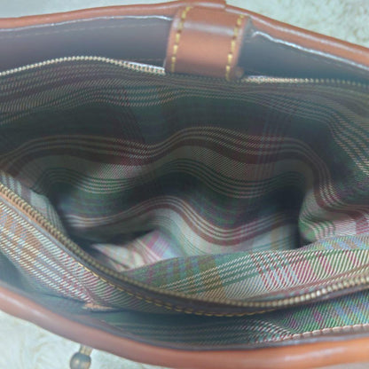 MULBERRY Shoulder Bag Purse Leather Navy Camel Authentic