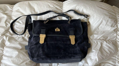 MULBERRY Shoulder Bag Purse Suede Dark Blue Authentic