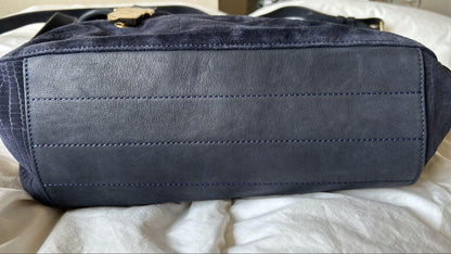 MULBERRY Shoulder Bag Purse Suede Dark Blue Authentic