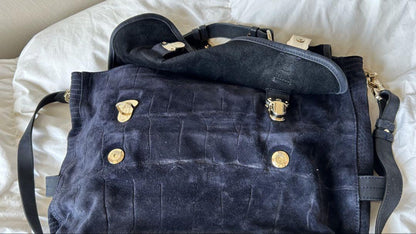 MULBERRY Shoulder Bag Purse Suede Dark Blue Authentic