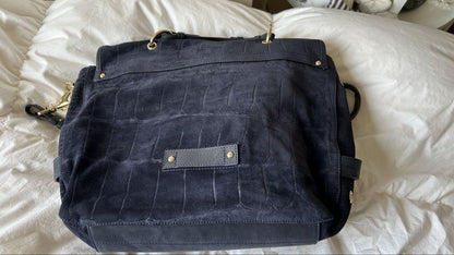 MULBERRY Shoulder Bag Purse Suede Dark Blue Authentic