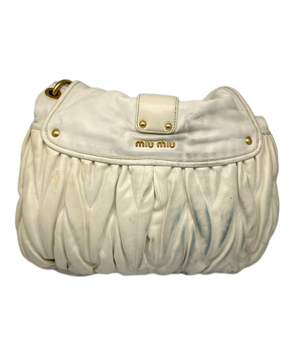 MIU MIU Hand Shoulder Bag Tote Purse 2way Matelasse White Authentic