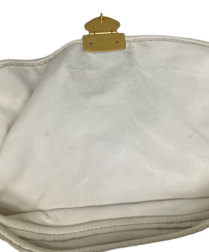 MIU MIU Hand Shoulder Bag Tote Purse 2way Matelasse White Authentic
