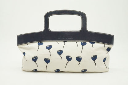 MIU MIU Hand Bag Tote Purse Leather Nylon Canvas Navy Authentic