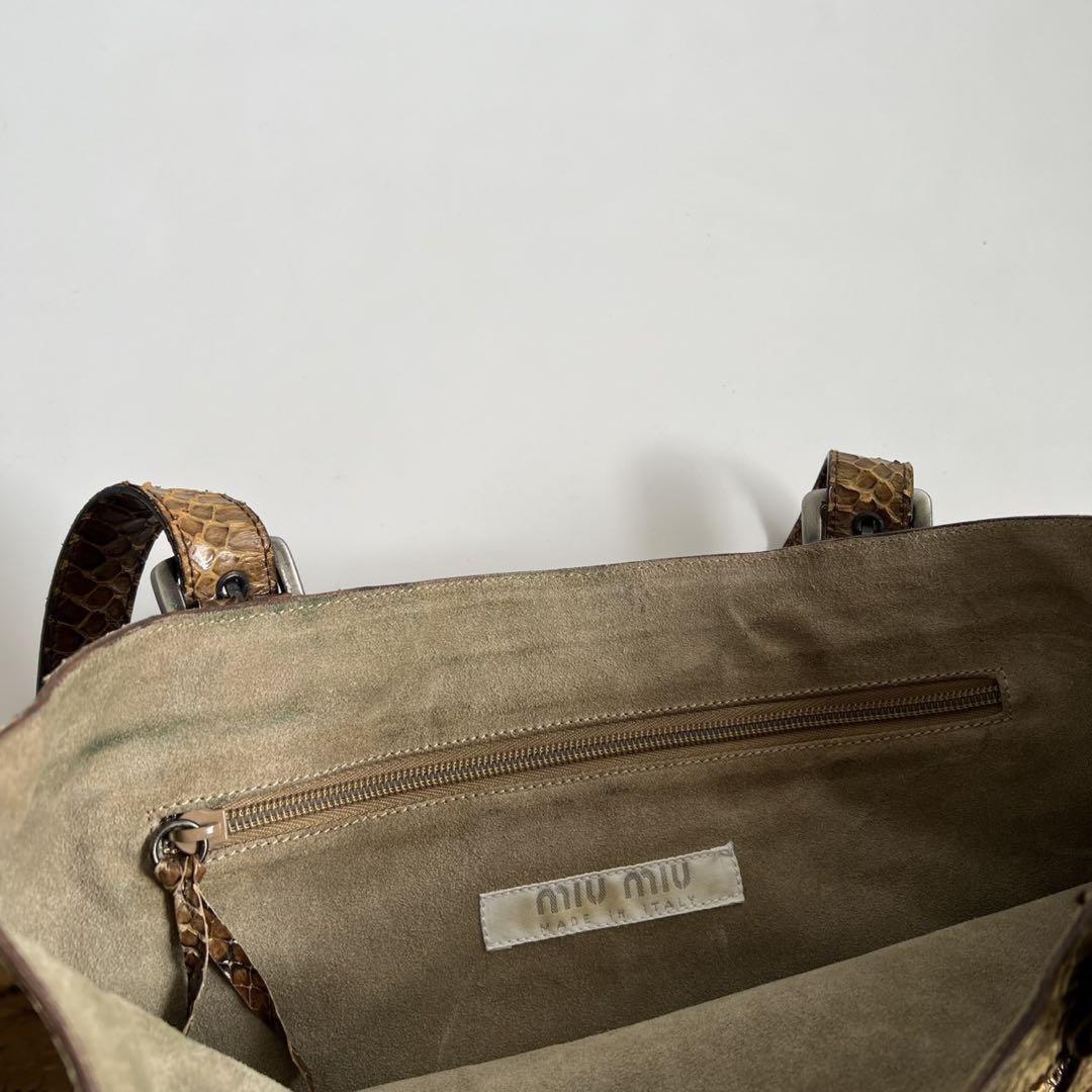 MIU MIU Hand Bag Tote Purse Beige Brown Authentic