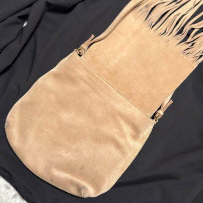 MIU MIU Shoulder Bag Purse fringe Suede Brown Authentic