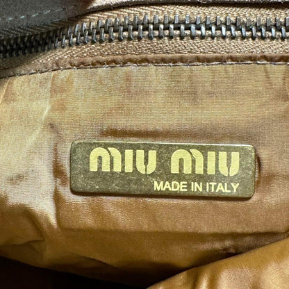 MIU MIU Shoulder Bag Purse fringe Suede Brown Authentic