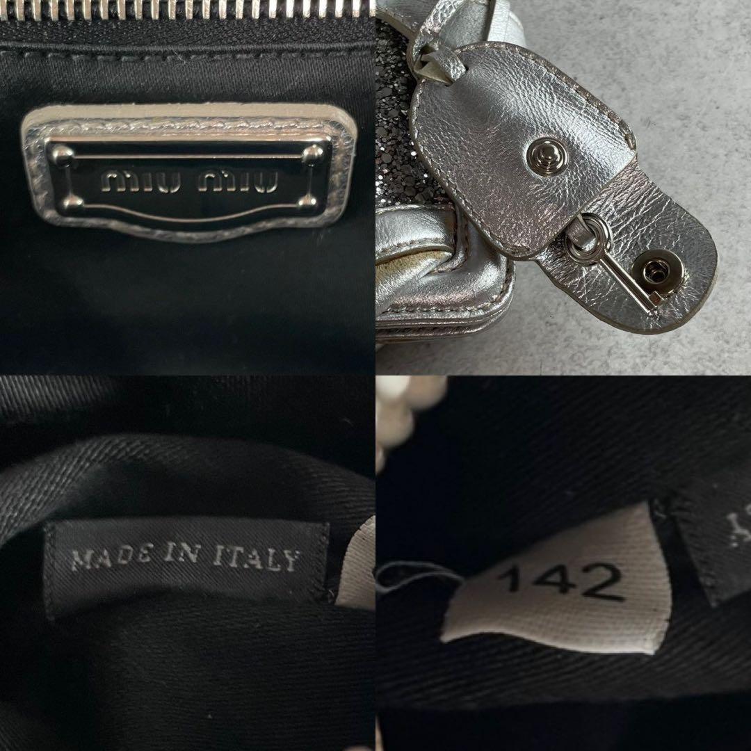 MIU MIU Clutch Bag Second Bag Logo Sequin Authentic