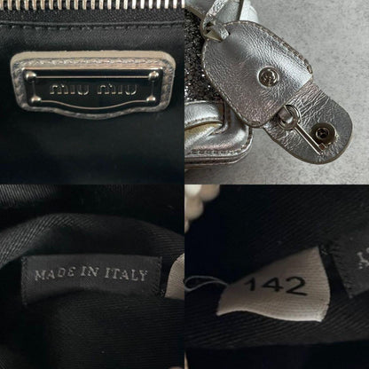 MIU MIU Clutch Bag Second Bag Logo Sequin Authentic