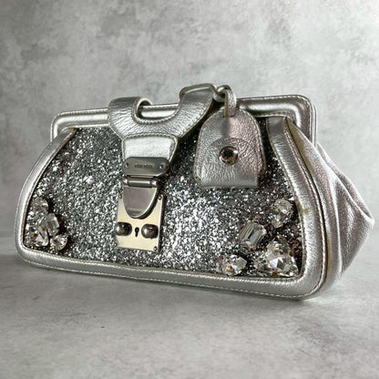 MIU MIU Clutch Bag Second Bag Logo Sequin Authentic