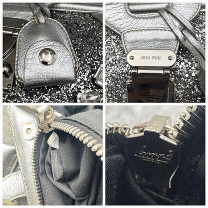 MIU MIU Clutch Bag Second Bag Logo Sequin Authentic
