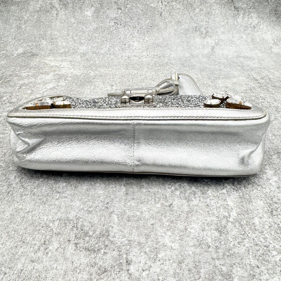 MIU MIU Clutch Bag Second Bag Logo Sequin Authentic