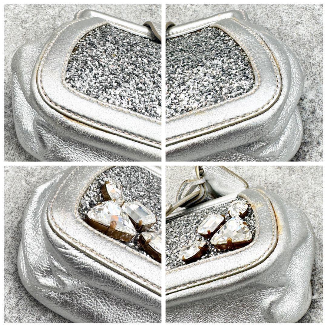 MIU MIU Clutch Bag Second Bag Logo Sequin Authentic
