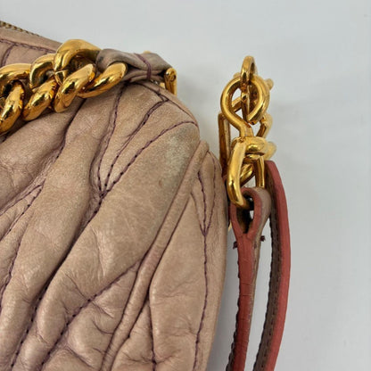MIU MIU Accessory Pouch Shoulder Bag Purse Matelasse Logo Pink Authentic