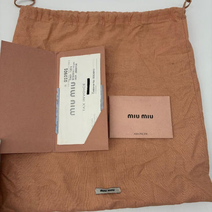 MIU MIU Accessory Pouch Shoulder Bag Purse Matelasse Logo Pink Authentic