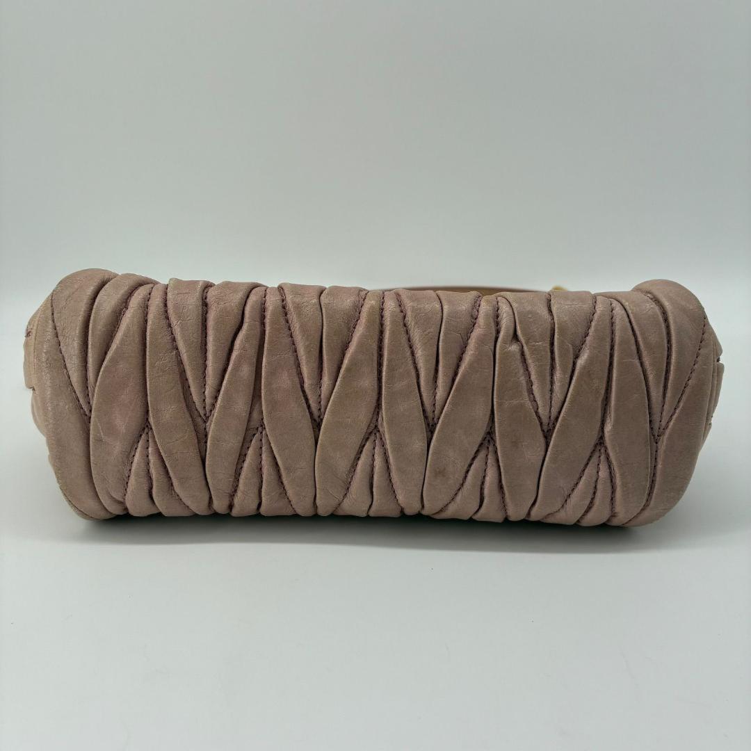 MIU MIU Accessory Pouch Shoulder Bag Purse Matelasse Logo Pink Authentic