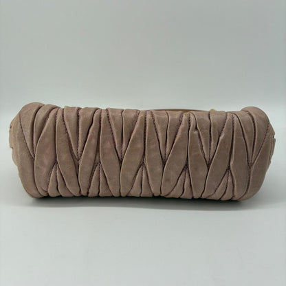 MIU MIU Accessory Pouch Shoulder Bag Purse Matelasse Logo Pink Authentic