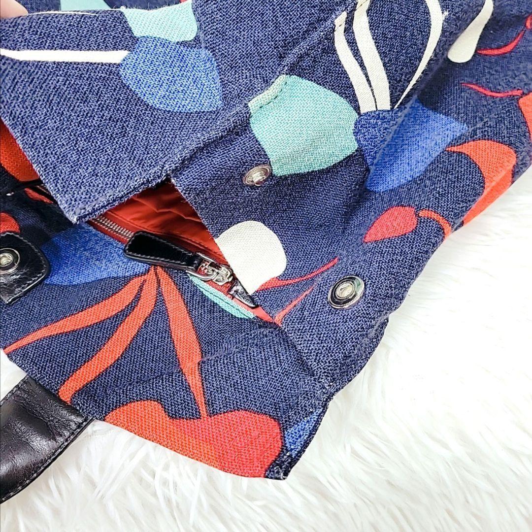 MIU MIU Hand Bag Tote Purse Logo Canvas Leather Multicolor Authentic