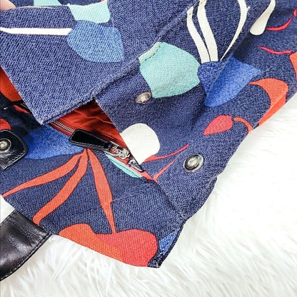 MIU MIU Hand Bag Tote Purse Logo Canvas Leather Multicolor Authentic