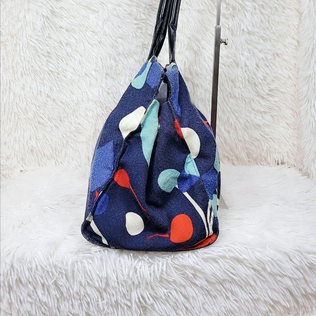 MIU MIU Hand Bag Tote Purse Logo Canvas Leather Multicolor Authentic