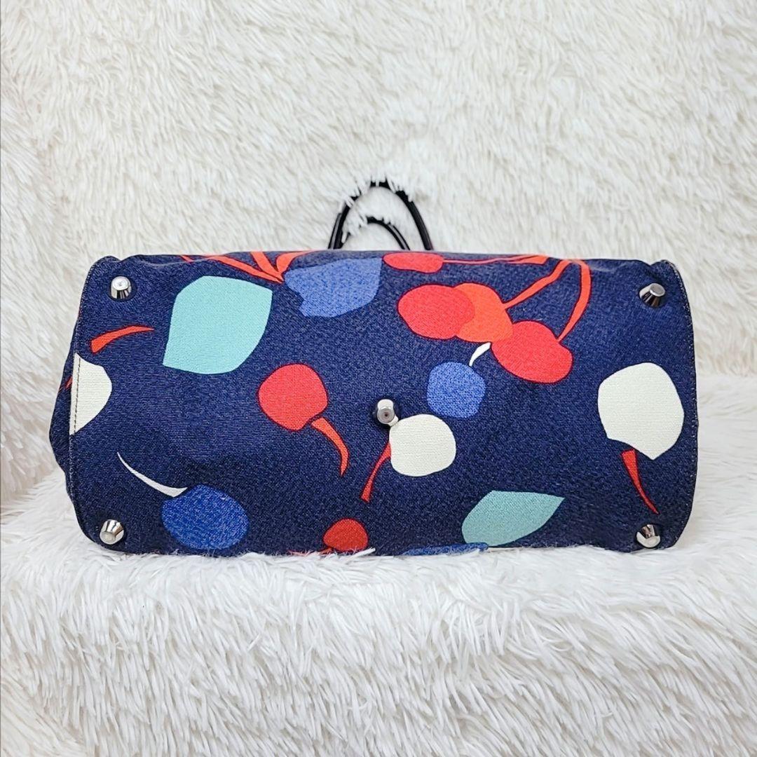 MIU MIU Hand Bag Tote Purse Logo Canvas Leather Multicolor Authentic