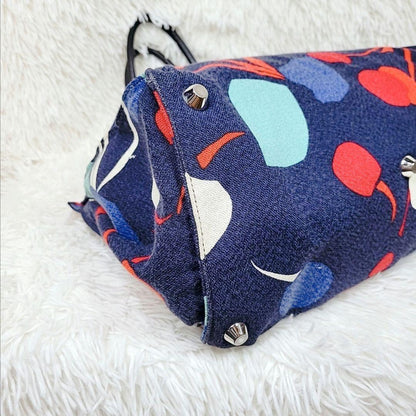 MIU MIU Hand Bag Tote Purse Logo Canvas Leather Multicolor Authentic