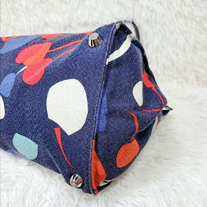 MIU MIU Hand Bag Tote Purse Logo Canvas Leather Multicolor Authentic