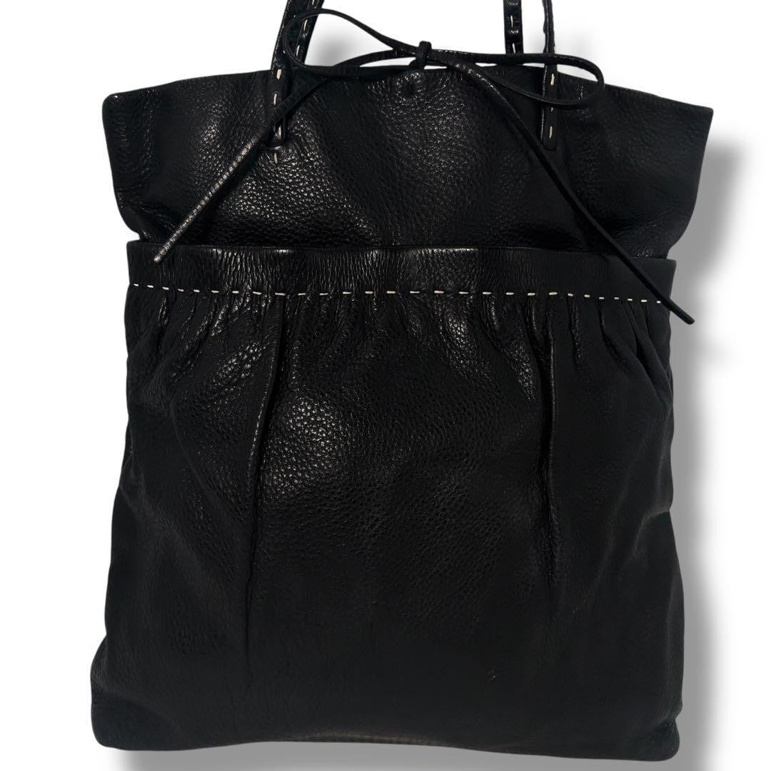 MIU MIU Hand Bag Tote Purse Leather Black Authentic