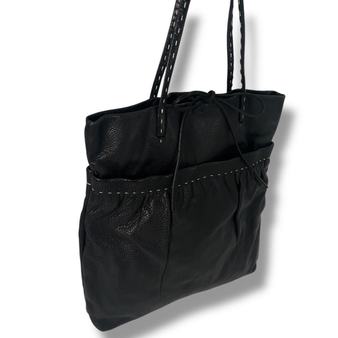 MIU MIU Hand Bag Tote Purse Leather Black Authentic