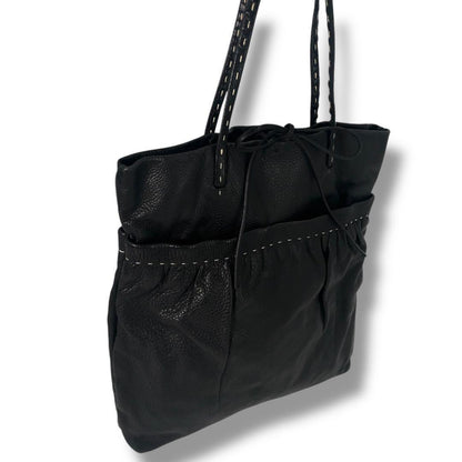 MIU MIU Hand Bag Tote Purse Leather Black Authentic