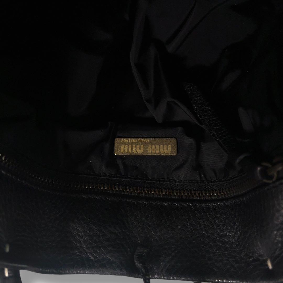 MIU MIU Hand Bag Tote Purse Leather Black Authentic